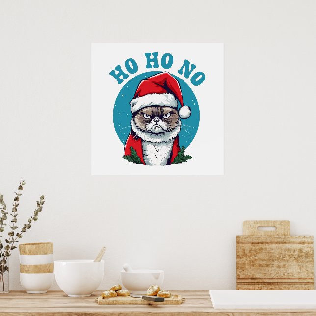 Ho ho no - funny grumpy santa cat poster (Kitchen)