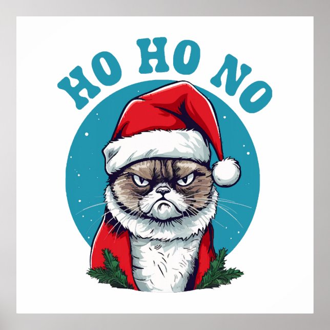 Ho ho no - funny grumpy santa cat poster (Front)