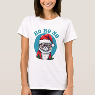 Ho ho no - funny grumpy santa cat T-Shirt