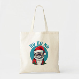 Ho ho no - funny grumpy santa cat tote bag