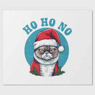 Ho ho no - funny grumpy santa cat wrapping paper