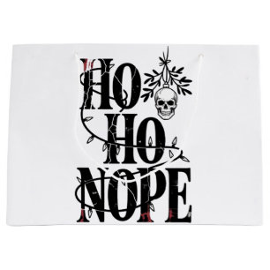 Ho Ho Nope" Funny Spooky Gothic Skull Large Gift Bag