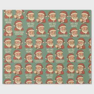 HO HO Nope Green Background Wrapping Paper