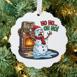 Ho Ho Oh No Melting Snowman Funny Christmas Design Tree Decoration Card