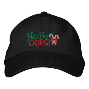 Ho Ho OOPS! Embroidery Candy Canes Embroidered Hat