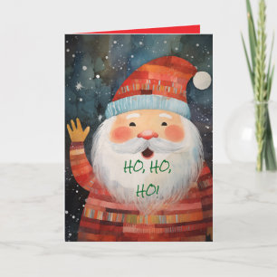 HO, HO SANTA KID CHRISTMAS CARD