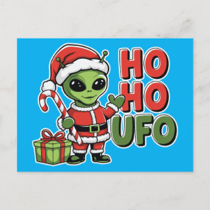 Ho Ho UFO Holiday Postcard