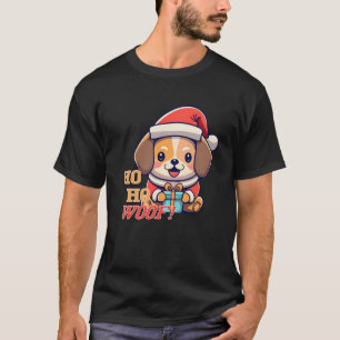 Ho Ho Woof Cute dog with Santa hat and gift Sweats T-Shirt