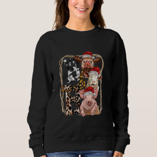 Ho Ho Xmas Christmas Funny Farm Animals With Santa Sweatshirt