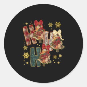 Ho Ho Xmas Ho Patchwork Coquette Cow Plaid Christm Classic Round Sticker