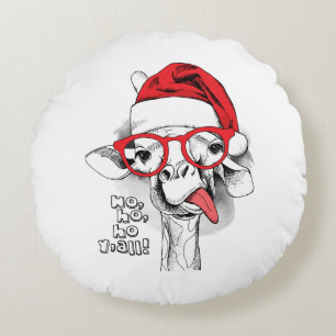 Ho Ho Y’all Giraffe Round Cushion
