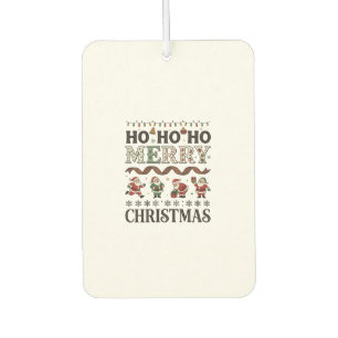 Ho Merry Christmas Santas Plaid Ribbon Car Air Freshener