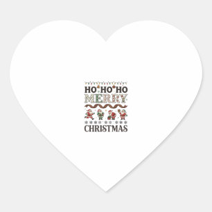 Ho Merry Christmas Santas Plaid Ribbon Heart Sticker