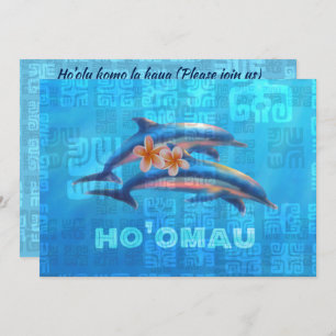 HO’OMAU Hawaiian Dolphins Primitive Collage Invitation
