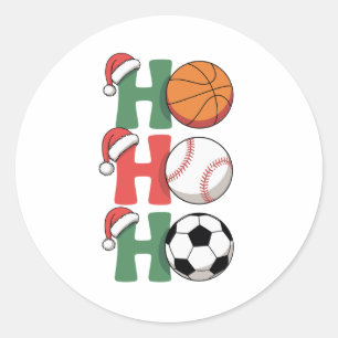 Ho Santa Christmas Basketball Baseball Soccer Xmas Classic Round Sticker