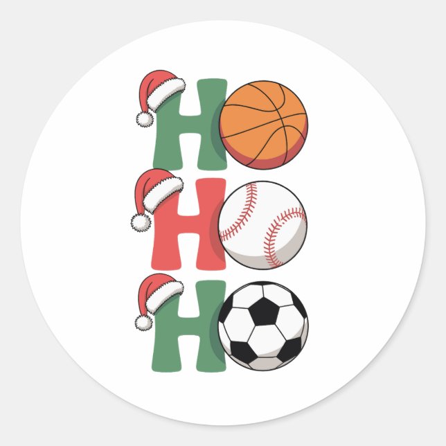 Ho Santa Christmas Basketball Baseball Soccer Xmas Classic Round Sticker (Front)