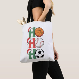 Ho Santa Christmas Basketball Baseball Soccer Xmas Tote Bag