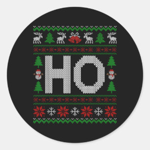 Ho Where Hos At Matching Couples Ugly Christmas Classic Round Sticker