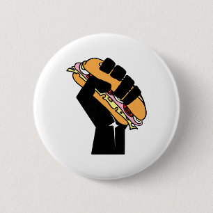 Hoagie Sandwich Guy Black Fist Resist Fascism Anti 6 Cm Round Badge