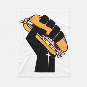 Hoagie Sandwich Guy Black Fist Resist Fascism Anti Fleece Blanket