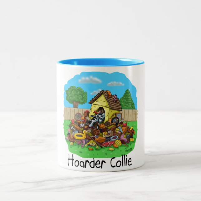 Hoarder Collie Two-Tone Coffee Mug (Center)
