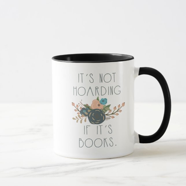 Hoarding Books Floral Two Toned Mug (Right)