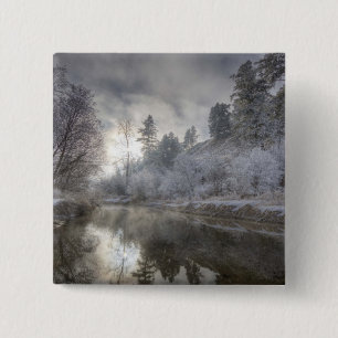 Hoarfrost along a slough at the Kelly Island 15 Cm Square Badge