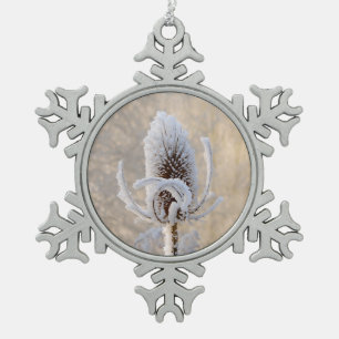 Hoarfrost Teasels Winter Photo Scenic - Xmas decor Snowflake Pewter Christmas Ornament