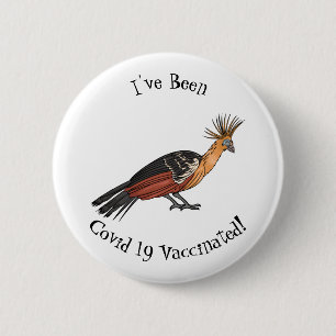 Hoatzin bird cartoon illustration 6 cm round badge