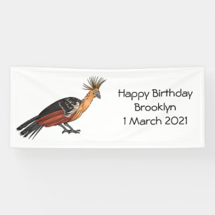Hoatzin bird cartoon illustration  banner