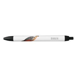 Hoatzin bird cartoon illustration black ink pen
