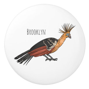 Hoatzin bird cartoon illustration ceramic knob