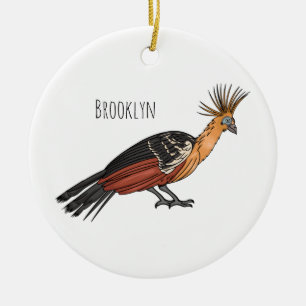 Hoatzin bird cartoon illustration ceramic ornament