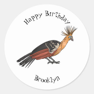 Hoatzin bird cartoon illustration  classic round sticker