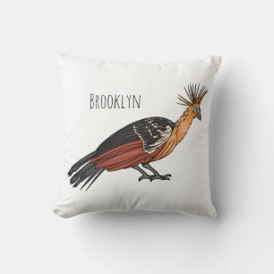 Hoatzin bird cartoon illustration cushion