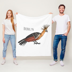 Hoatzin bird cartoon illustration fleece blanket