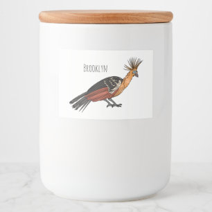 Hoatzin bird cartoon illustration food label