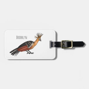 Hoatzin bird cartoon illustration luggage tag