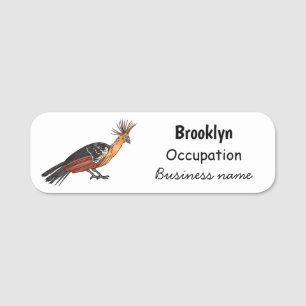 Hoatzin bird cartoon illustration name tag
