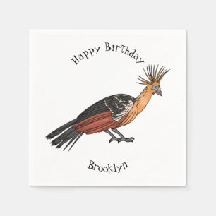Hoatzin bird cartoon illustration napkin