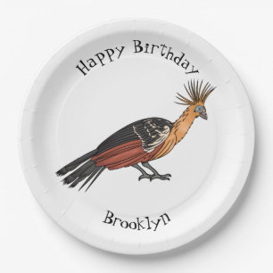 Hoatzin bird cartoon illustration paper plate