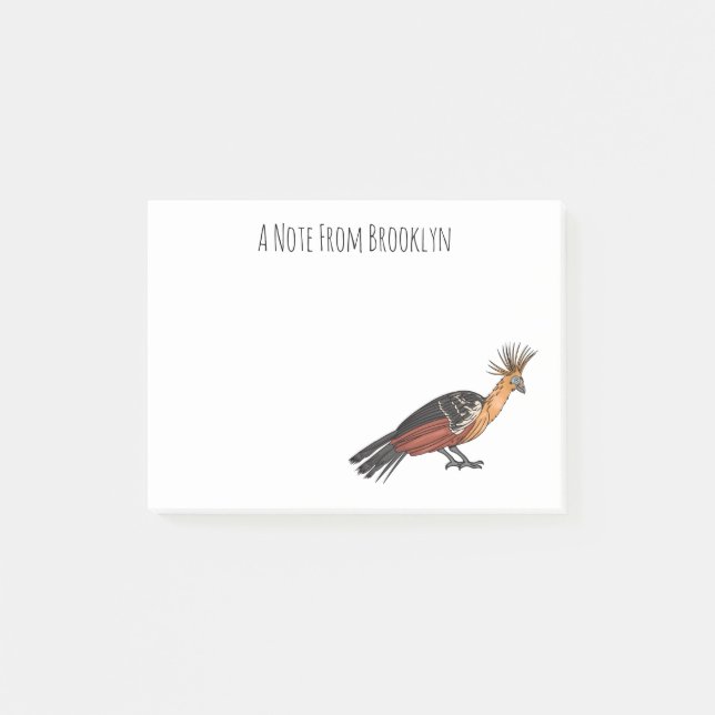 Hoatzin bird cartoon illustration  post-it notes (Front)