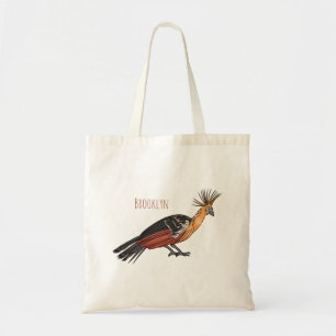 Hoatzin bird cartoon illustration tote bag