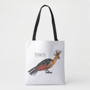 Hoatzin bird cartoon illustration tote bag