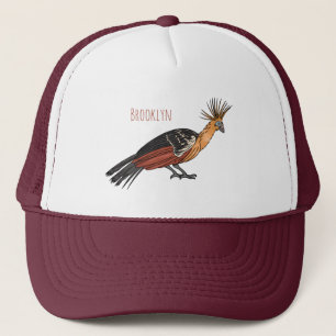 Hoatzin bird cartoon illustration trucker hat