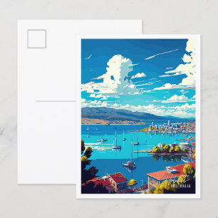 Hobart Australia Art Vintage Travel Illustration Postcard