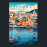 Hobart Australia Travel Art Vintage Poster<br><div class="desc">Hobart retro vector travel design. Hobart,  capital of Australia's island state of Tasmania,  sits on the River Derwent. At its fashionable Salamanca Place,  old sandstone warehouses host galleries and cafes.</div>