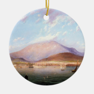 Hobart Town with Mount Wellington, Tasmania Ceramic Tree Decoration