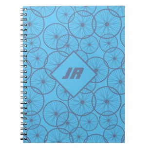 Hobbie Cyclist Bike Wheels Blue Monogrammed Notebook