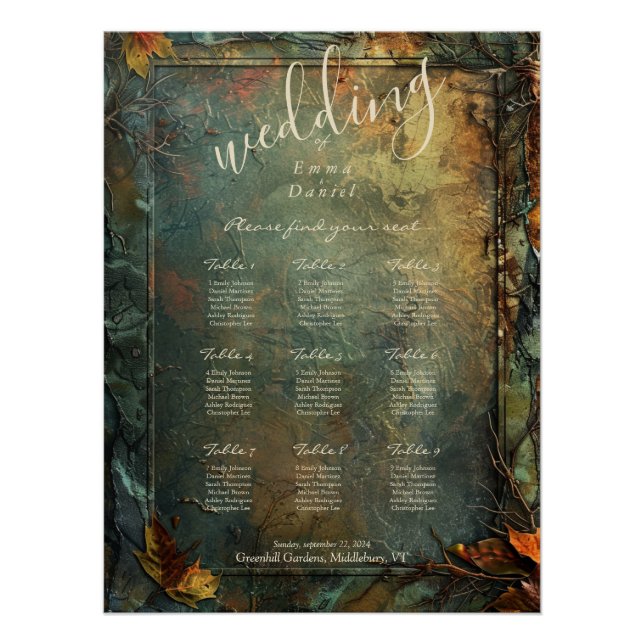 Hobbiton Haven Wedding Seating Chart (Front)